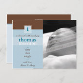 出産のお知らせ:: monogram1 – 男の子 案内ポストカード (正面/裏面)