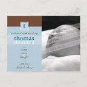 出産のお知らせ：: monogram1 – 男の子 案内ポストカード (正面)