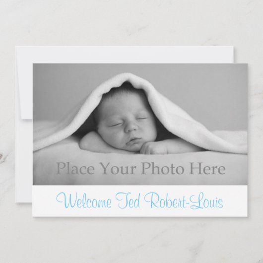出産の発表男の赤ちゃん 案内状 (正面)