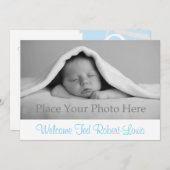 出産の発表男の赤ちゃん 案内状 (正面/裏面)