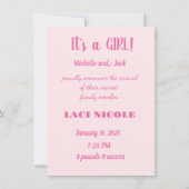 出産シンプル発表 招待状 (正面)