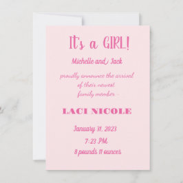 出産シンプル発表 招待状