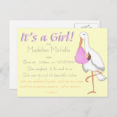 出産パーソナライズされた発表 案内ポストカード (正面/裏面)