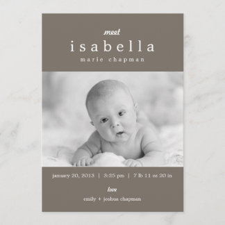 出産モダンの告知 案内状