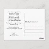 出産モダン発表写真グリッドのコラージュ ポストカード (裏面)