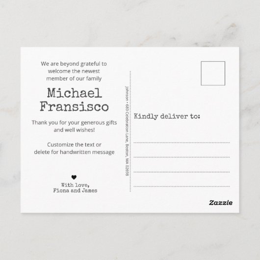 出産モダン発表写真グリッドのコラージュ ポストカード (裏面)