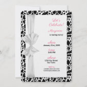 出産予定の双子女性のカーボーイ赤ちゃんシャワーピンク 招待状 (裏面)