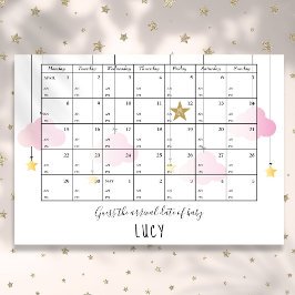 出産予定日と時間の星のベビーシャワーゲームを当てよう ポスター