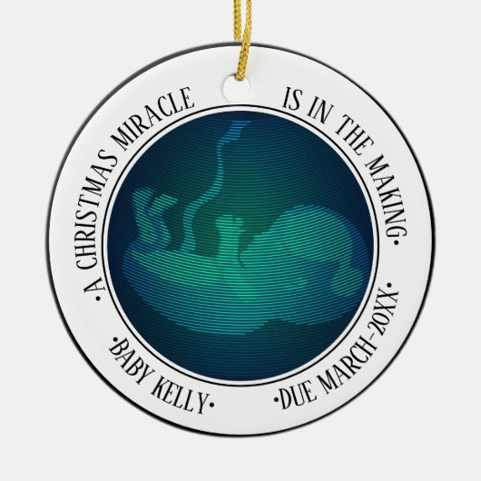 出産予定日の発表 セラミックオーナメント (正面)