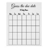 出産予定日の赤ちゃんシャワーゲームを当てる ポスター (正面)