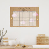 出産予定日を当てよう Rustic Pink Clouds Gold Stars ポスター (キッチン)