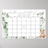出産予定日カレンダーくまちゃんを推測して ポスター (正面)