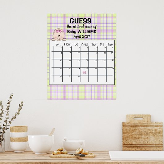 出産予定日カレンダー 女の子ポスター ポスター (キッチン)