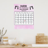 出産予定日カレンダー 赤ちゃんの足跡ポスター ポスター (キッチン)