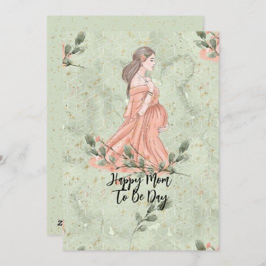 出産前ママのための母の日グリーン シーズンカード (正面/裏面)
