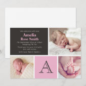 出産報告/感謝カード（女の子） 案内状 (正面/裏面)