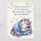 出産時のユニコーン赤ちゃんシャワー 招待状 (正面/裏面)