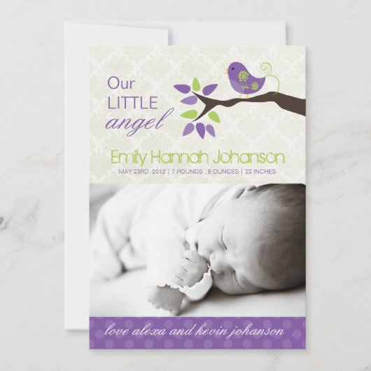 出産案内の写真カード 案内状 (正面)