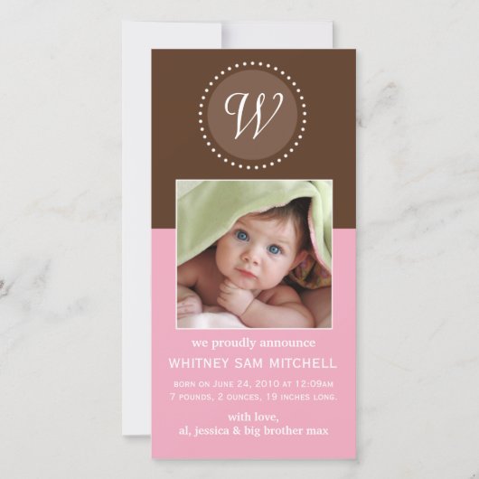 出産案内の写真カード 案内状 (正面)