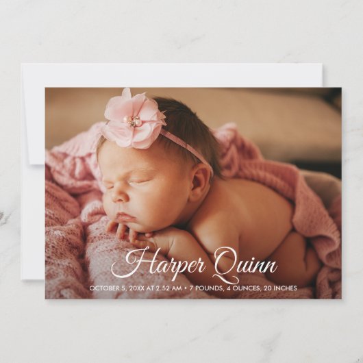 出産案内カードの生まれたばかりの発表 案内状 (正面)