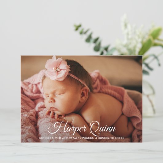 出産案内カードの生まれたばかりの発表 案内状 (スタンド正面)