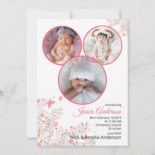 出産案内カードテンプレート 案内状 (裏面)