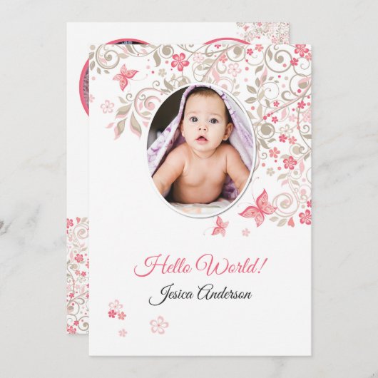 出産案内カードテンプレート 案内状 (正面/裏面)