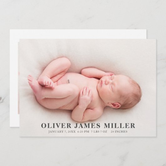 出産案内カードベビー発表写真 案内状 (正面/裏面)