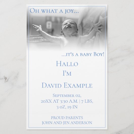 出産案内カード(ベビー付) 便箋 (正面)