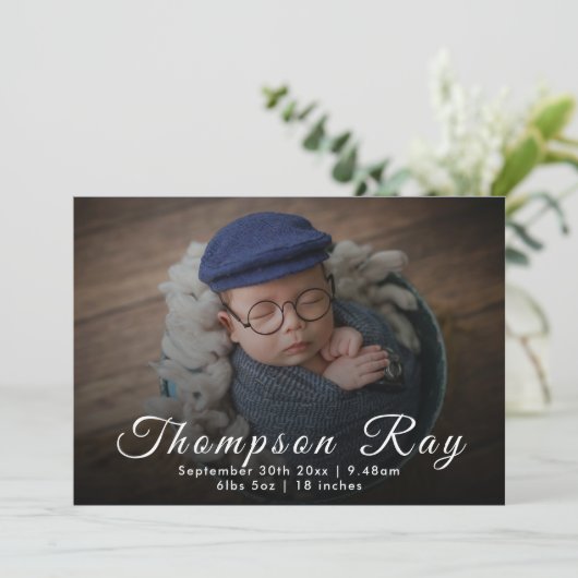 出産案内カード |新生児発表 案内状 (スタンド正面)