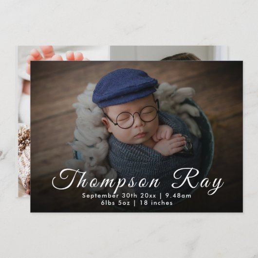 出産案内カード |新生児発表 案内状 (正面/裏面)