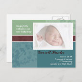 出産案内カード – 男の赤ちゃん 案内ポストカード (正面/裏面)