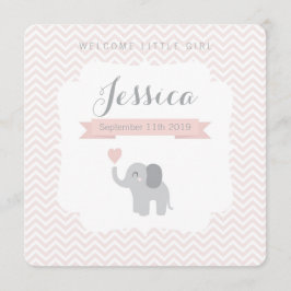出産案内ガールエレファントキュート 案内状