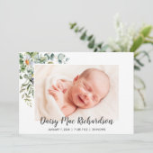 出産案内フォトカードホワイトデイジー 案内状 (スタンド正面)