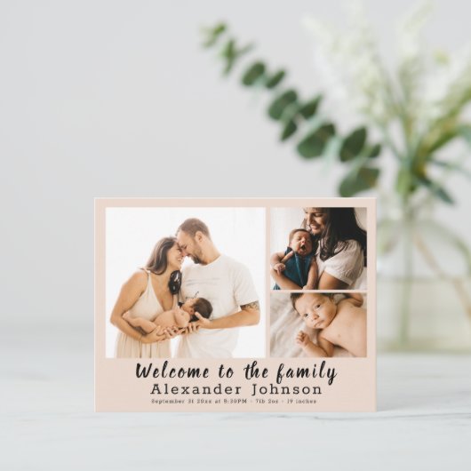 出産案内フォトコラージュ ポストカード (スタンド正面)