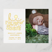 出産案内フォトコラージュ | I'm New Here 箔招待状ポストカード (正面)