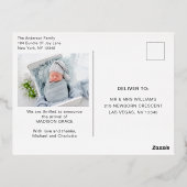 出産案内フォトコラージュ | I'm New Here 箔招待状ポストカード (裏面)