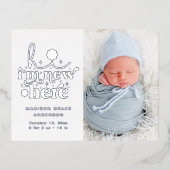 出産案内フォトコラージュ | I'm New Here 箔招待状ポストカード (正面)