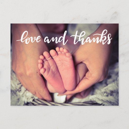 出産発表の愛とスクリプ感謝していトの写真 案内ポストカード (正面)