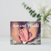 出産発表の愛とスクリプ感謝していトの写真 案内ポストカード (スタンド正面)