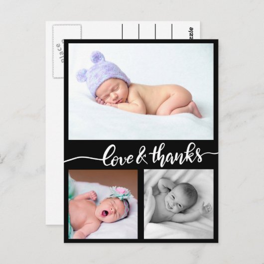 出産発表の愛と感謝してい三つの写真 ポストカード (正面/裏面)