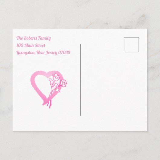 出産発表を行う新しい手 – ベビーガール 案内ポストカード (裏面)