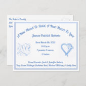 出産発表を行う新しい手 – 男の赤ちゃん 案内ポストカード (正面/裏面)