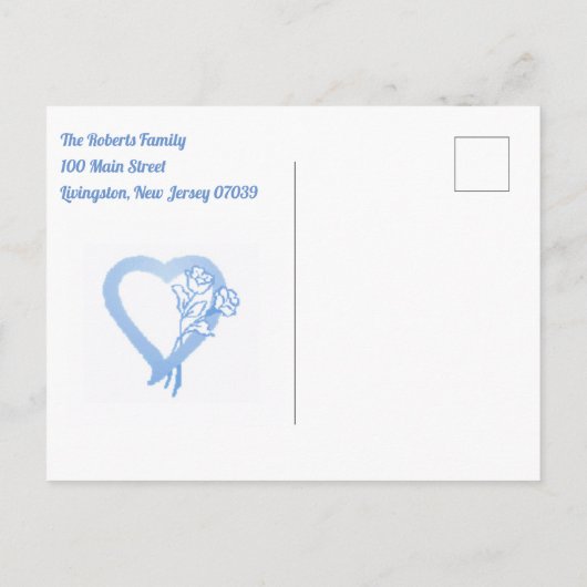 出産発表を行う新しい手 – 男の赤ちゃん 案内ポストカード (裏面)