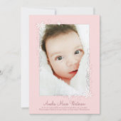 出産発表ガールヴィンテージピンク 招待状 (正面)