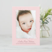 出産発表ガールヴィンテージピンク 招待状 (スタンド正面)