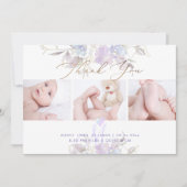 出産発表シャワーありがとうパープル スイートピー 招待状 (正面)