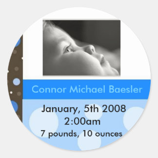 出産発表ステッカーBOY ラウンドシール