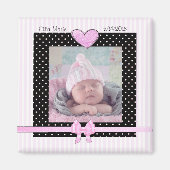 出産発表ピンクベビーガールマグネット マグネット (正面)