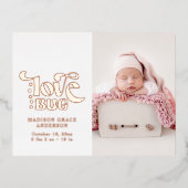 出産発表フォトポストカードラブバグフォイル 箔招待状ポストカード (正面)